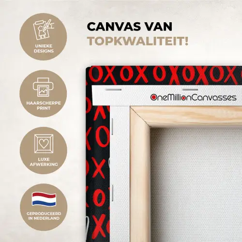Zwart - Rood - Contrast - Liefde canvas 2cm xxl 828 -sfeer2