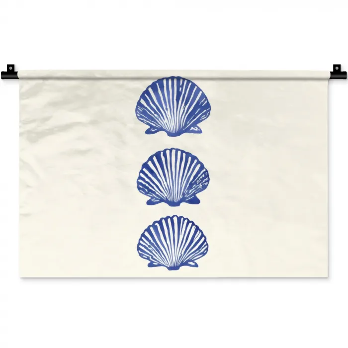 Schelpen - Blauw - Patroon Wandkleed katoen klein -zz3d