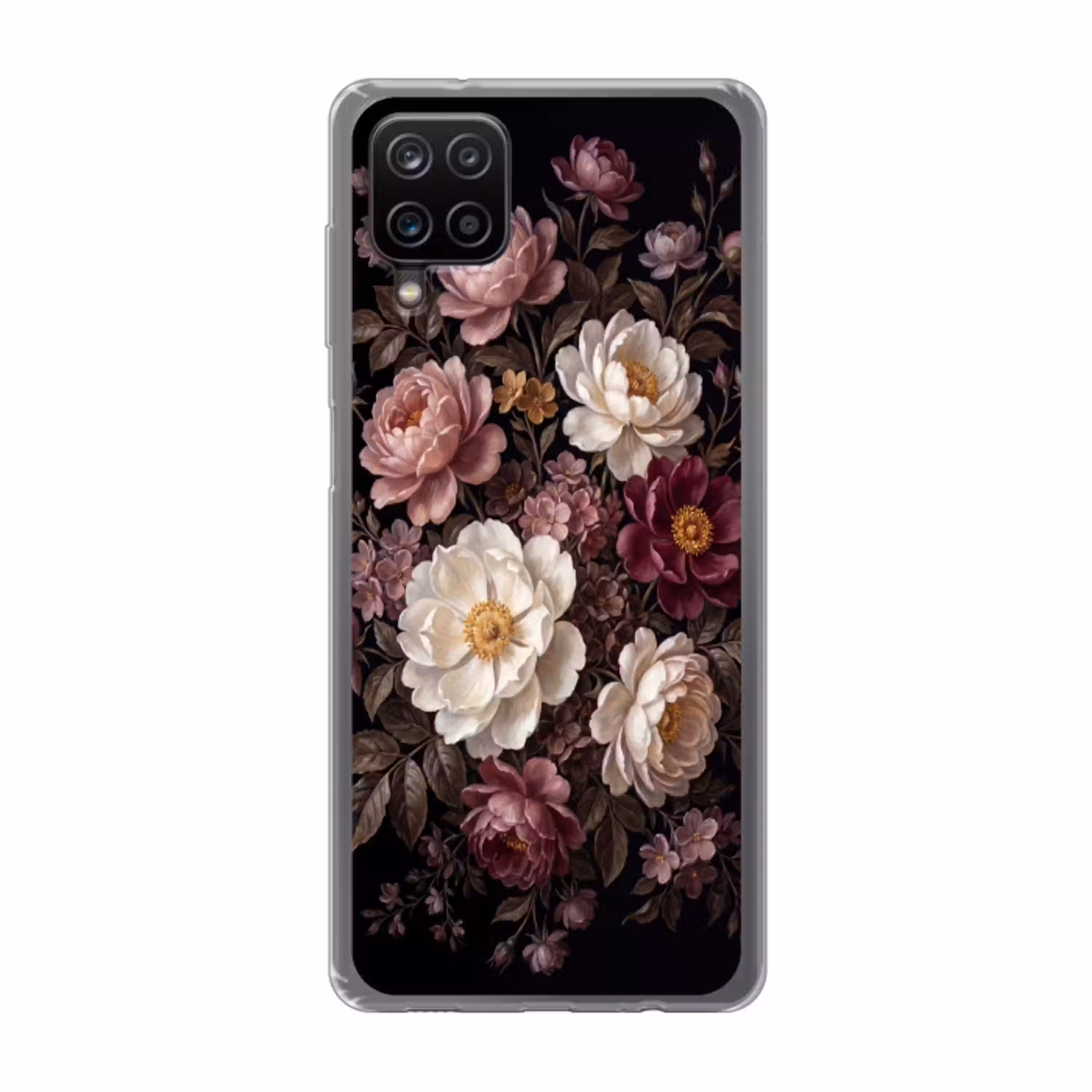Bloemen - Boeket - Klassiek - Donker - Rood Telefoonhoesje Samsung Galaxy A12 klein -3d