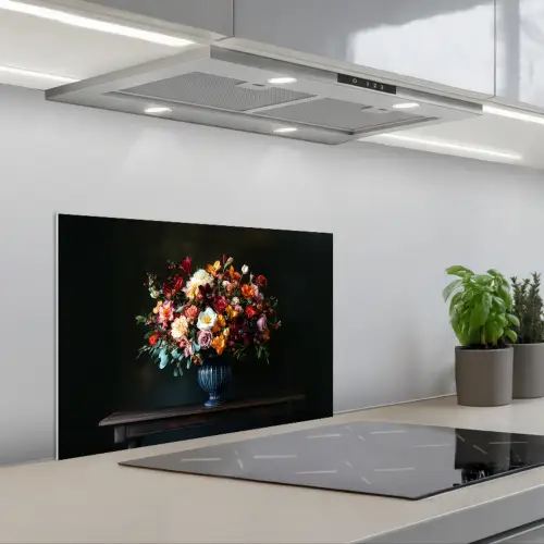 Groot - Bloemen - Vaas - Boeket keuken achterwand spatscherm klein -3d_schuin