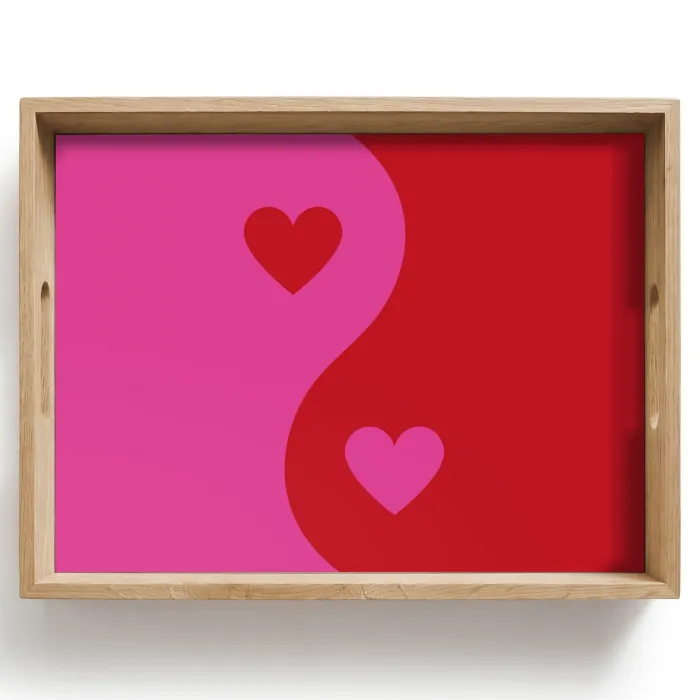 Minimalistisch - Rood - Roze - Hartjes Dienblad Rechthoek middel -z3d_shopping
