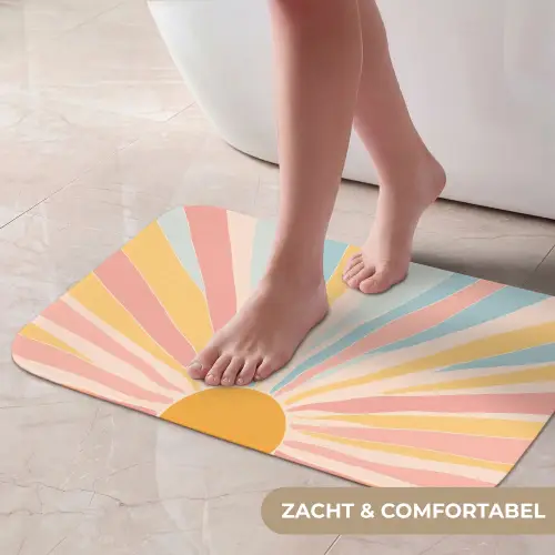 Illustratie - Zon - Pastelkleuren Badmat klein -USP_ZachtNL