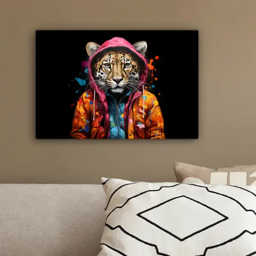 Graffiti - Luipaard - Zwart - Jas canvas 2cm klein -sfeer3
