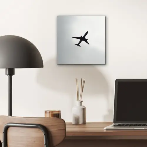 Minimalistisch - Silhouet - Zwart - Vliegtuig aluminium wit klein -sfeer5
