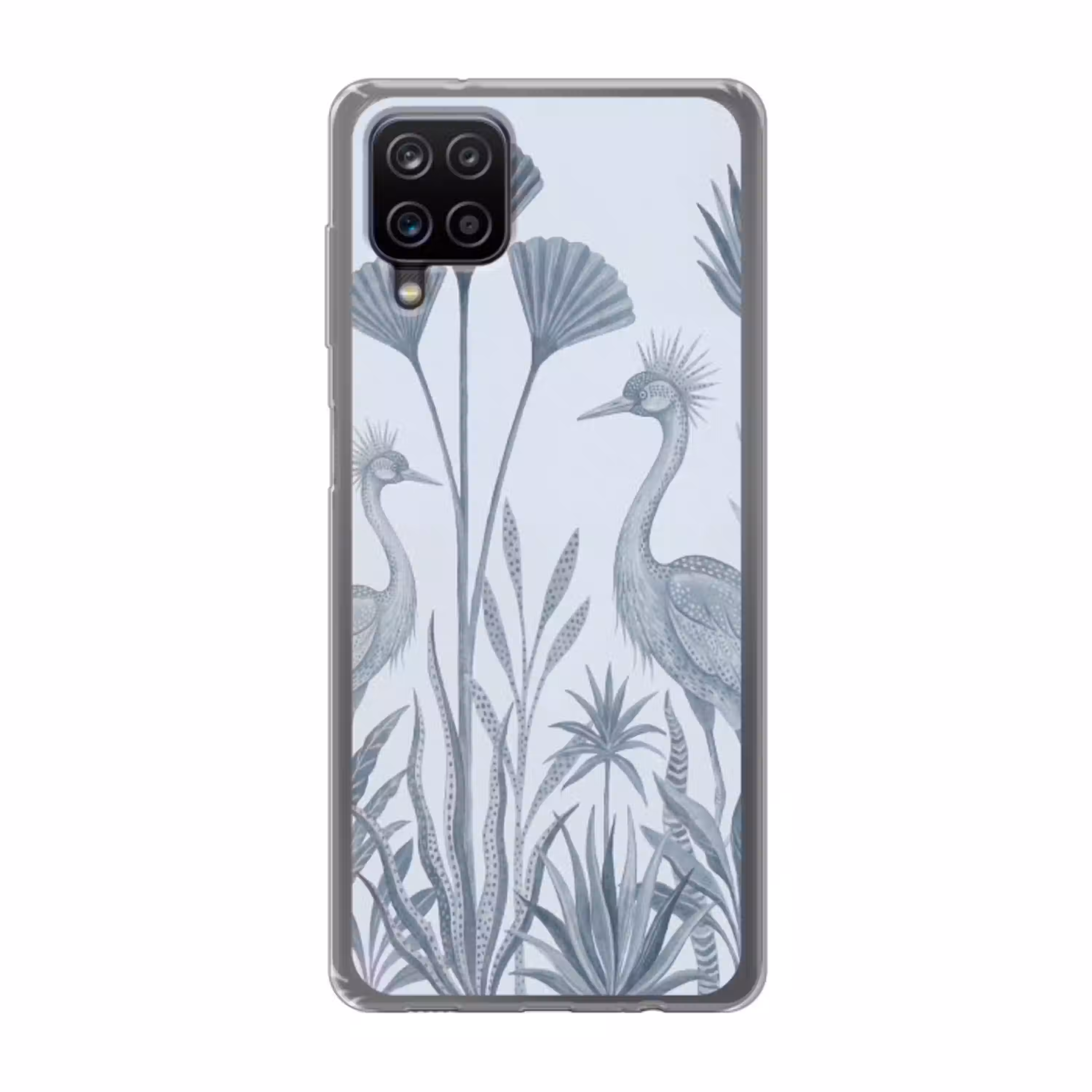 Vogel - Tropisch - Illustratie - Blauwgrijs - Natuur Telefoonhoesje Samsung Galaxy A12 klein -3d