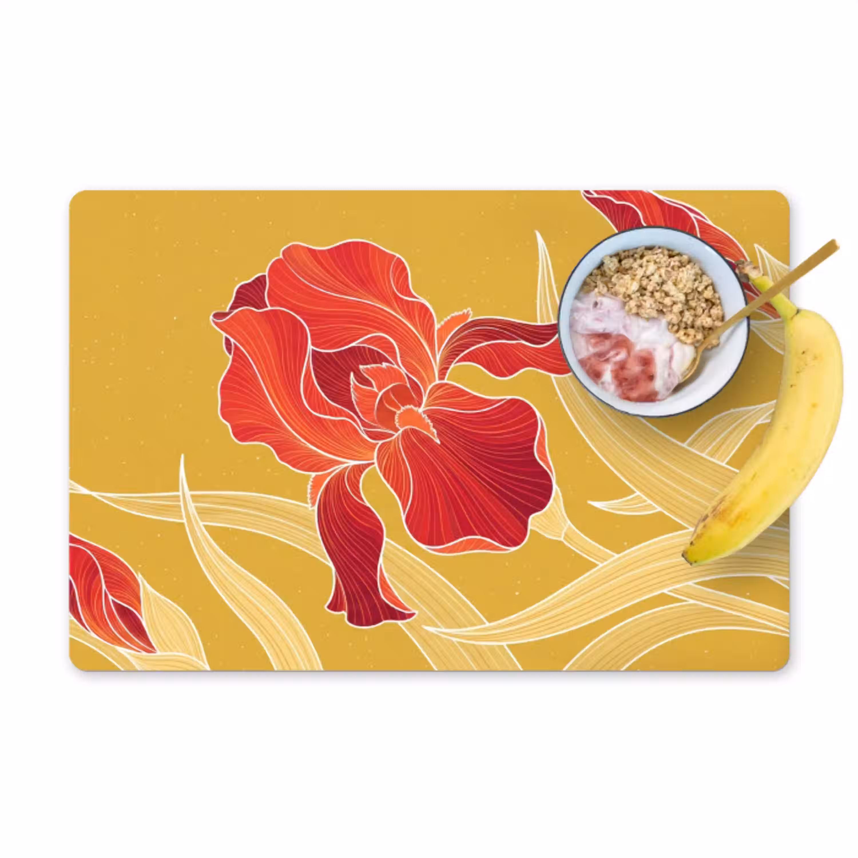 Bloemen - Illustratie - Rood Placemat vinyl groot -zzzproduct_Kitchenyeah-website