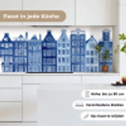 Aquarel - Grachtenpanden - Delfts - Blauw keuken achterwand 2 middel -sfeer4_DE