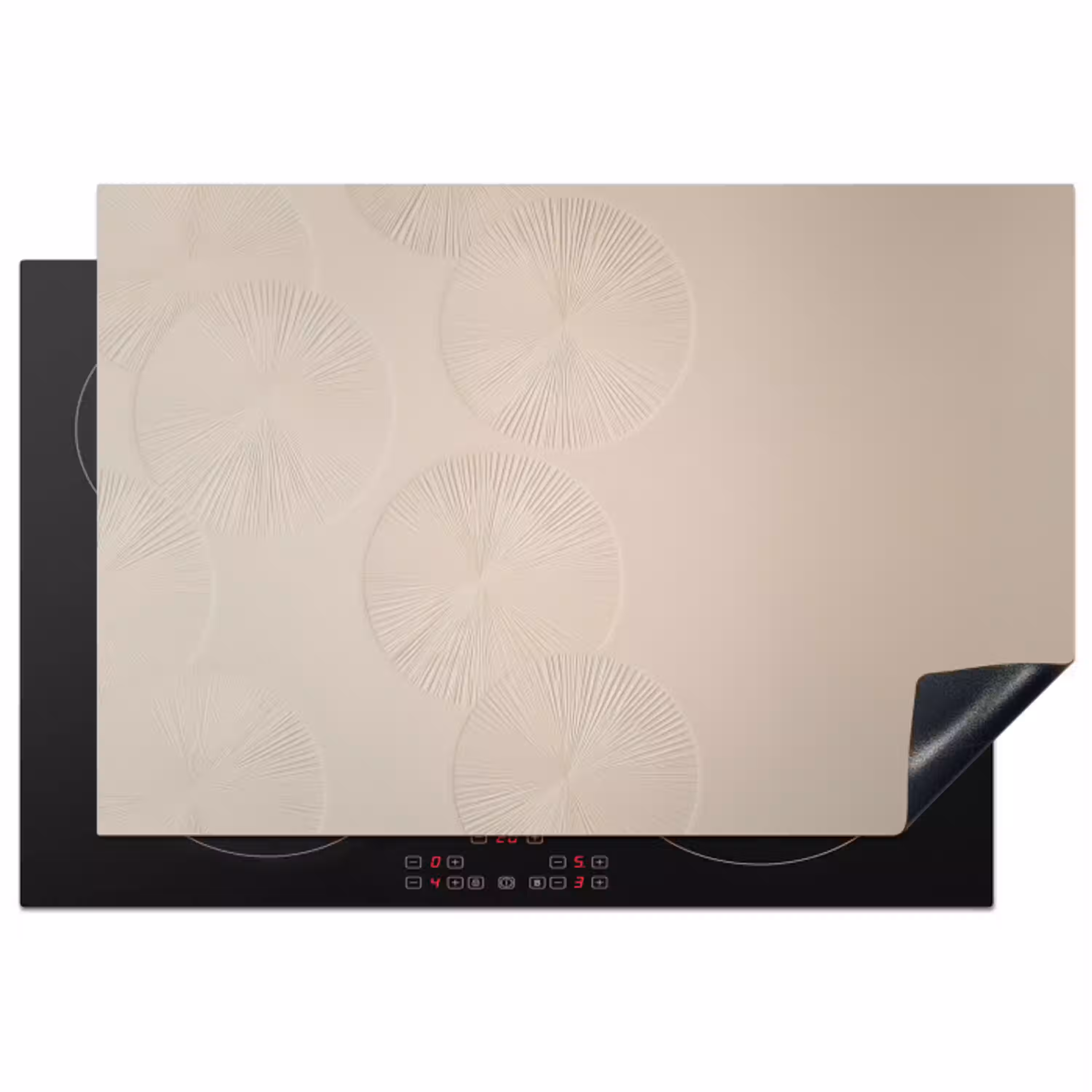 Japandi - Beige - Modern Inductie beschermer vinyl 3mm klein -3d