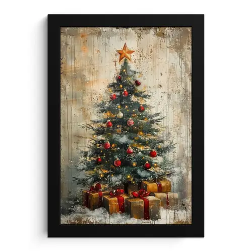 Kerstboom - Vintage - Kerst - Cadeau fotolijst zwart zonder passe partout klein -3d