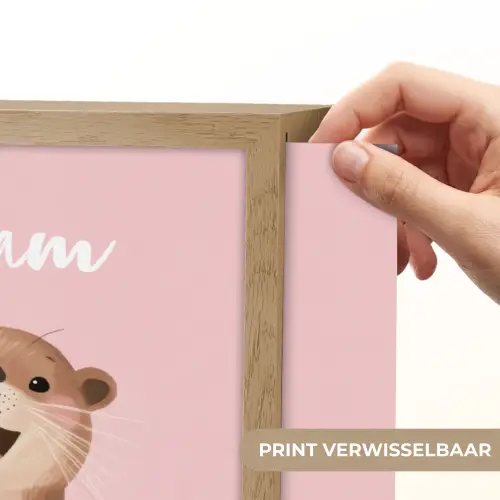 Otters - Glimlach - Bruin Light Box met batterij (Wandlamp kind) middel -USP_websiteprintNL