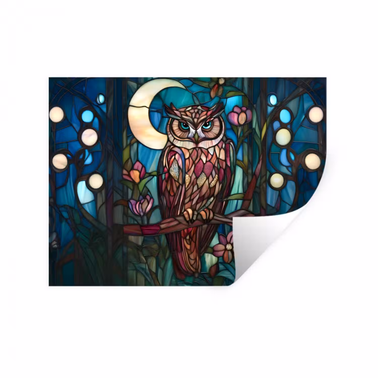Wandtattoo – Eule - Mosaik - Mond - Nacht