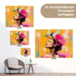 Vogel - Vrouw - Abstract - Bloem tuinposter los doek klein -Xsfeer9_DE