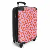 Dierenprints - Panterprint koffer in oranje en lichtroze NBS - Handbagage koffer - Unisex middel -productfoto_3d