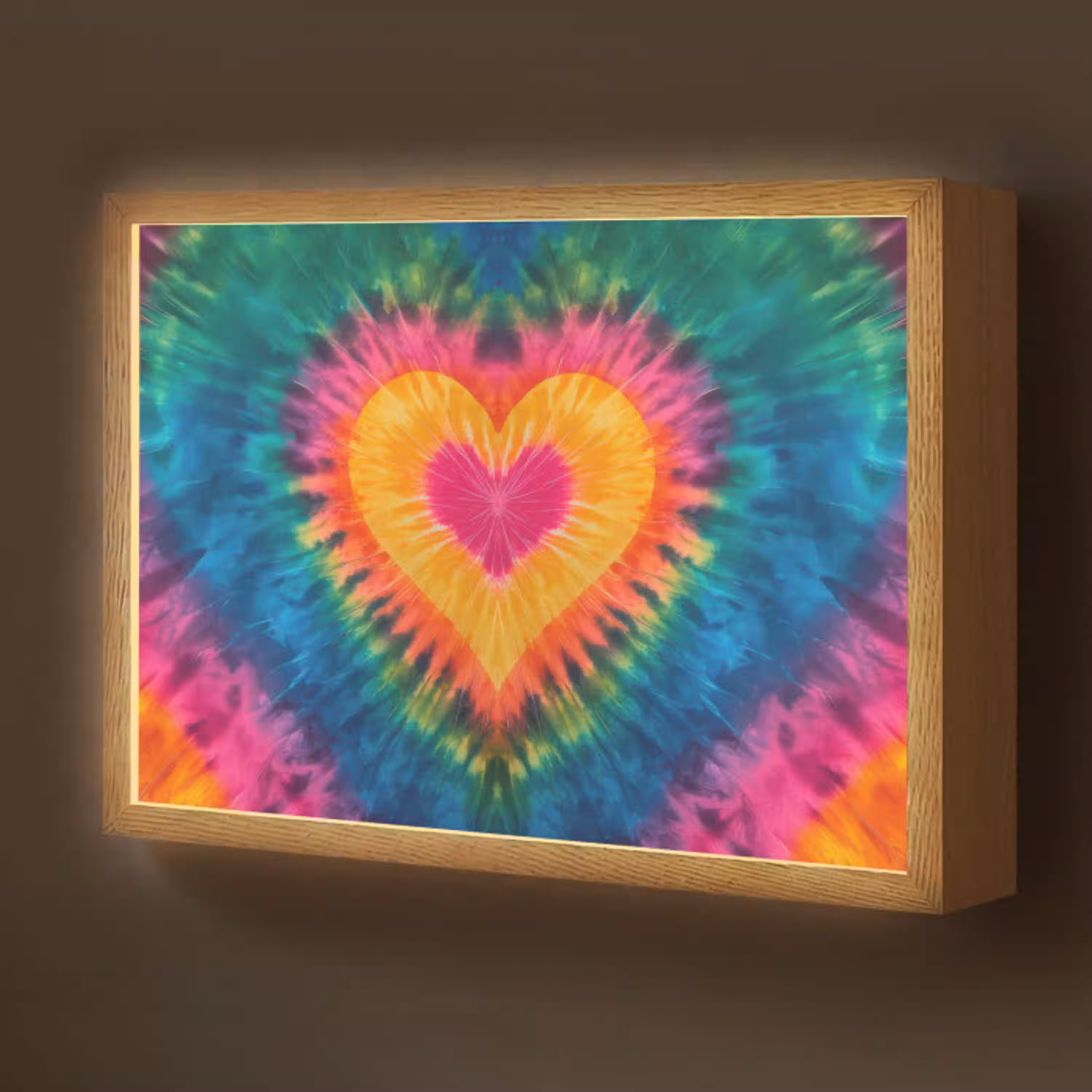 Hart - Tie Dye - Kleurrijk Light Box met batterij (Wandlamp kind) middel -z3d_website