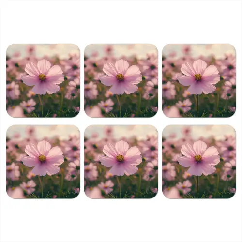Bloemen - Paars - Wazig onderzetter kurk middel -3d