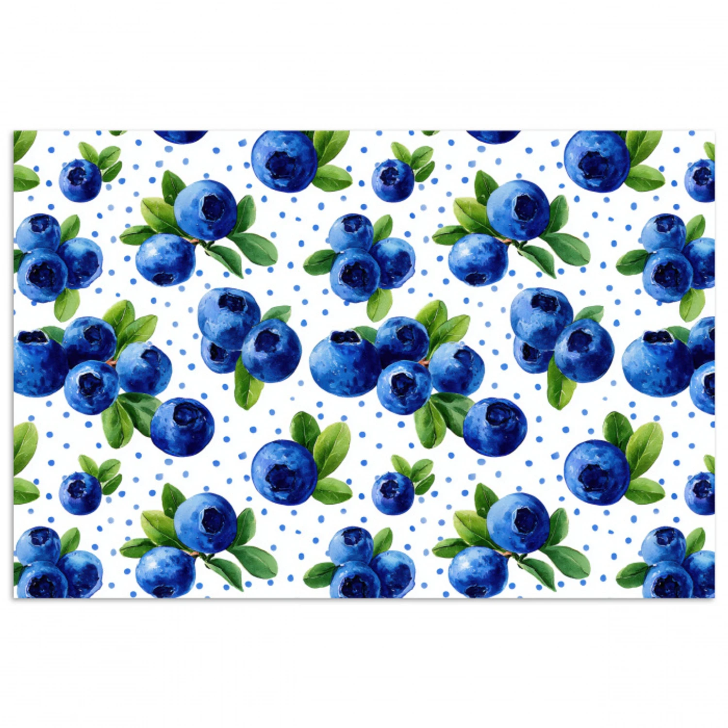 Bessen - Patroon - Blauw poster papier klein 62 -3d