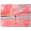 Roze - Surfen - Zee tuinposter los doek klein -3d