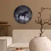 Paard - Magisch - Zwart Wandcirkel kunststof plaat 5mm dik klein -sfeer1