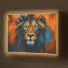 Schilderij - Leeuwenkop - Oranje Light Box met batterij (Wandlamp) middel -z3d_website