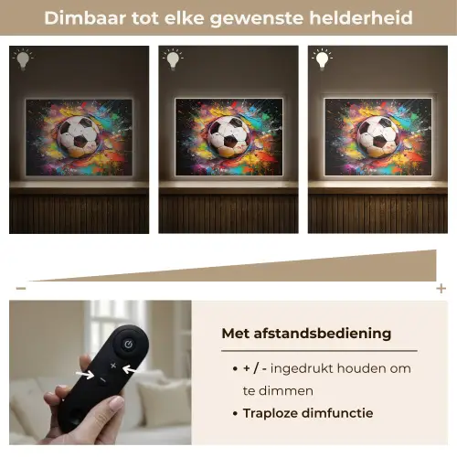 Voetbal - Verf - Kleuren - Zwart - Wit Light Box met batterij (Wandlamp) middel -USP_dimbaarNL