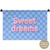 Sweet dreams - Vierkanten - Roze - Blauw Wandkleed katoen klein -t3d_DE
