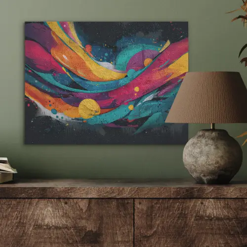 Banen - Golven - Kleurrijk - Abstract PET vilt klein -sfeer2