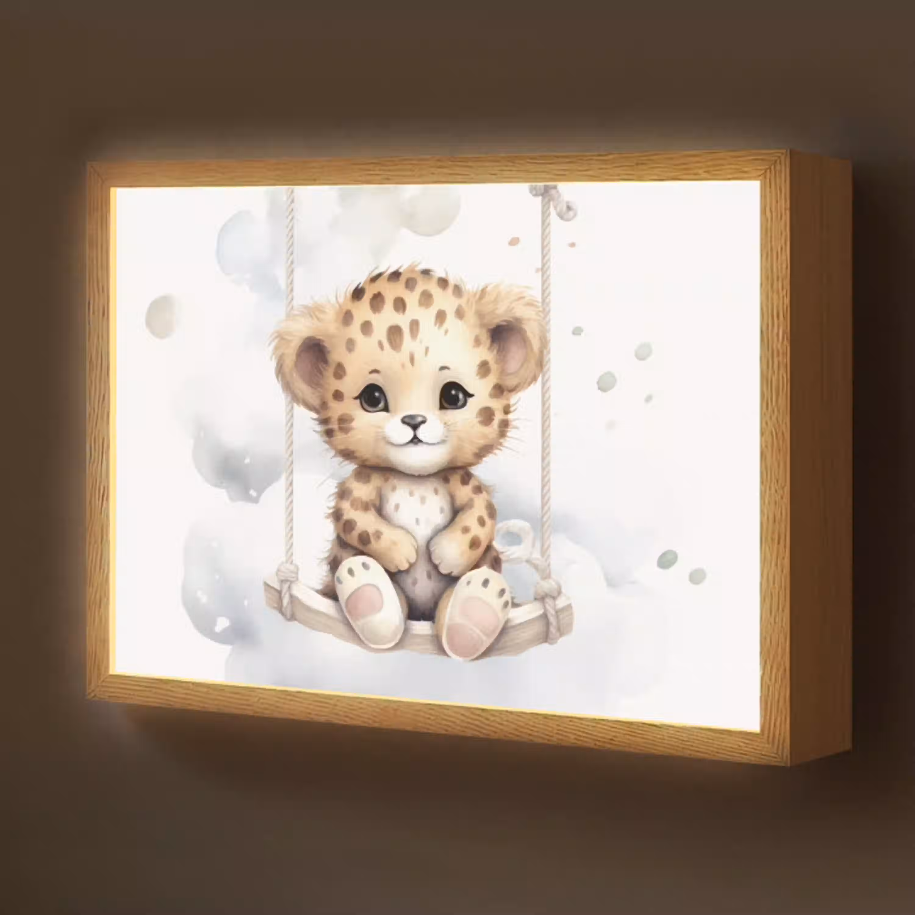 Luipaard - Dier - Kinderen Light Box met batterij (Wandlamp kind) middel -z3d_website