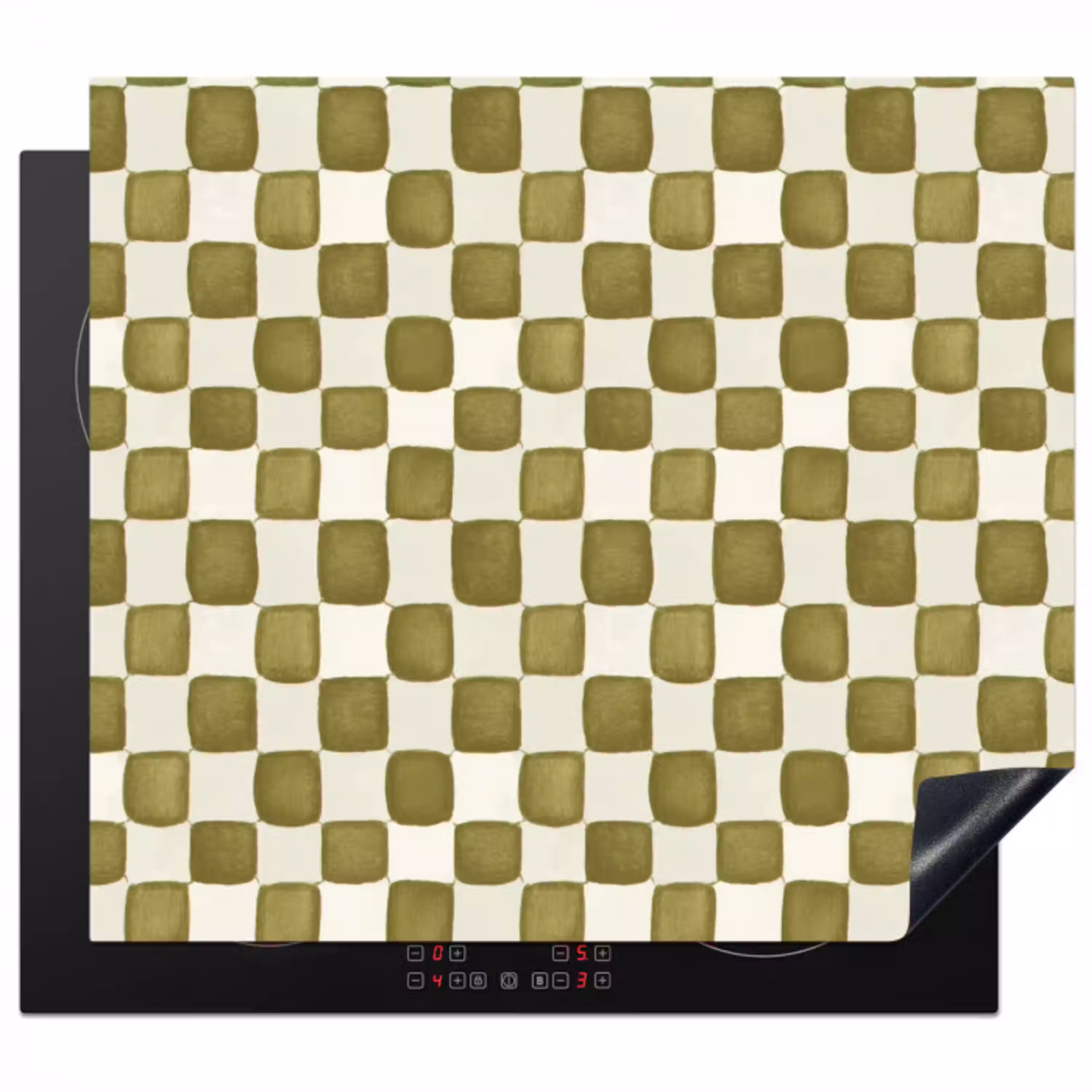 Schaak - Patroon - Groen Inductie beschermer vinyl 3mm middel 274 -3d