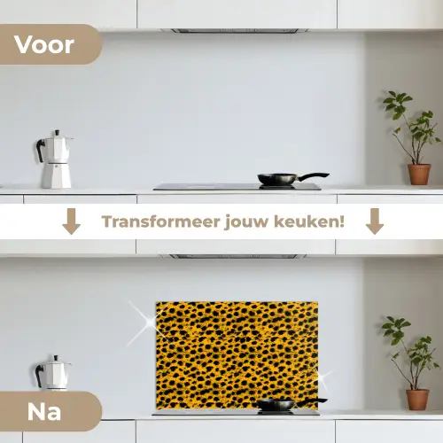 Vlekken - Oranje - Luipaard keuken achterwand spatscherm klein 900 -voor_na_NL