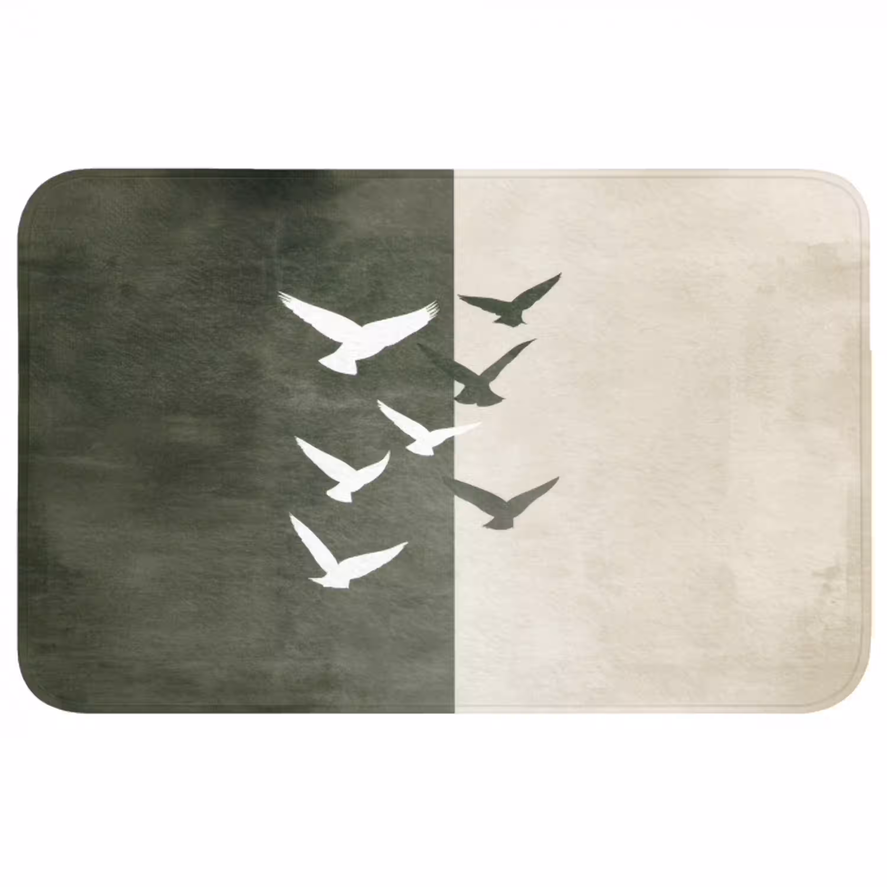 Japandi - Vogel - Groen Badmat middel -3d