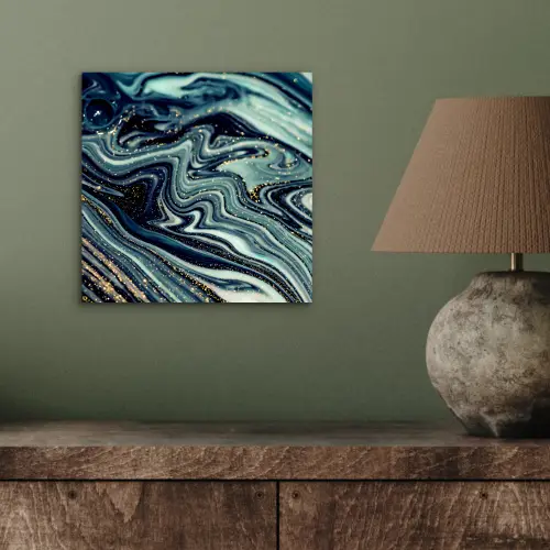 Marmer - Goud - Blauw - Glitter - Marmerlook - Abstract aluminium wit klein -sfeer2
