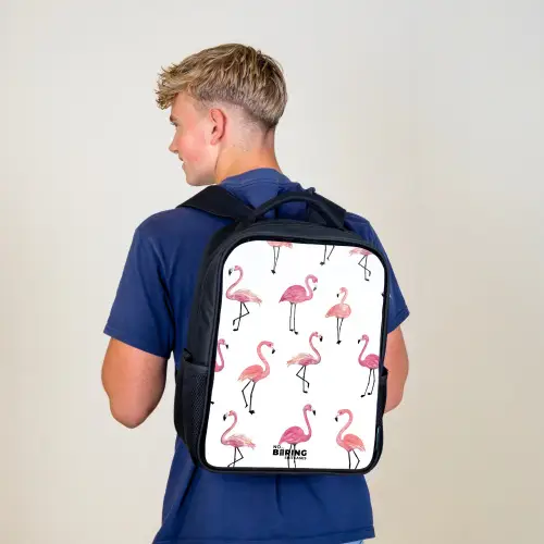 Flamingo feestje Rugzak - Zwart middel -sfeer8
