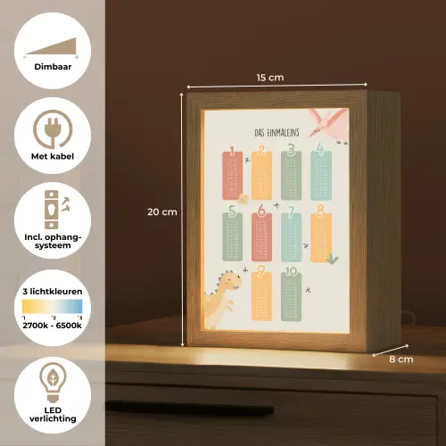 Educatief - Leren rekenen - Dino - Vermenigvuldigingstabel Light Box met kabel klein -USP_NL