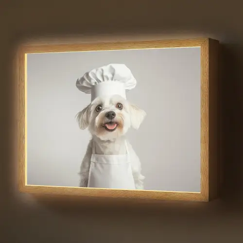 Hond - Wit - Kok Light Box met batterij (Wandlamp) middel -z3d_website