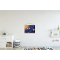 Planetenstelsel - Ruimte - Illustratie textielposter latten blank klein -kinderkamer