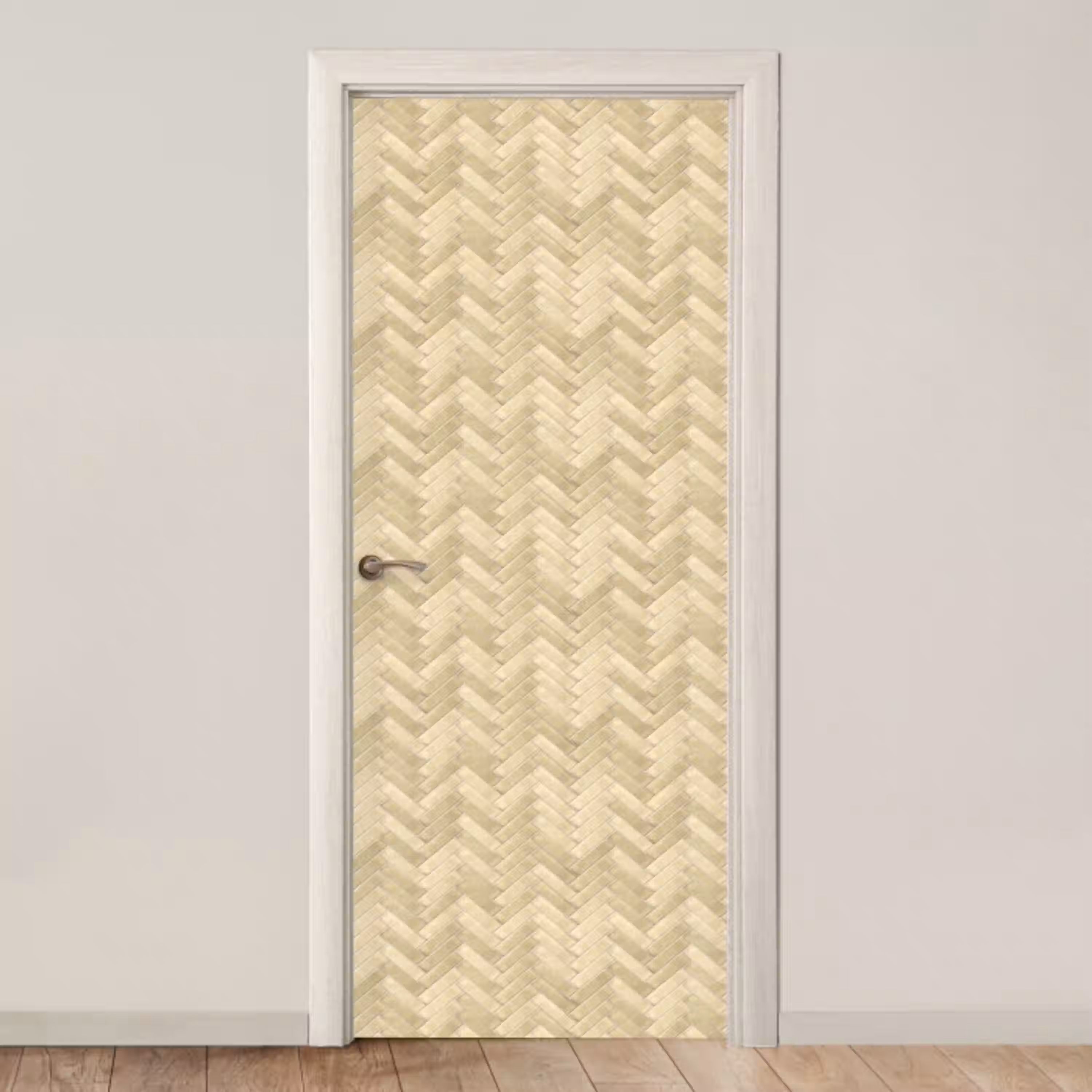 Visgraat - Tegel - Zand deurposter klein 289 -3d_beige