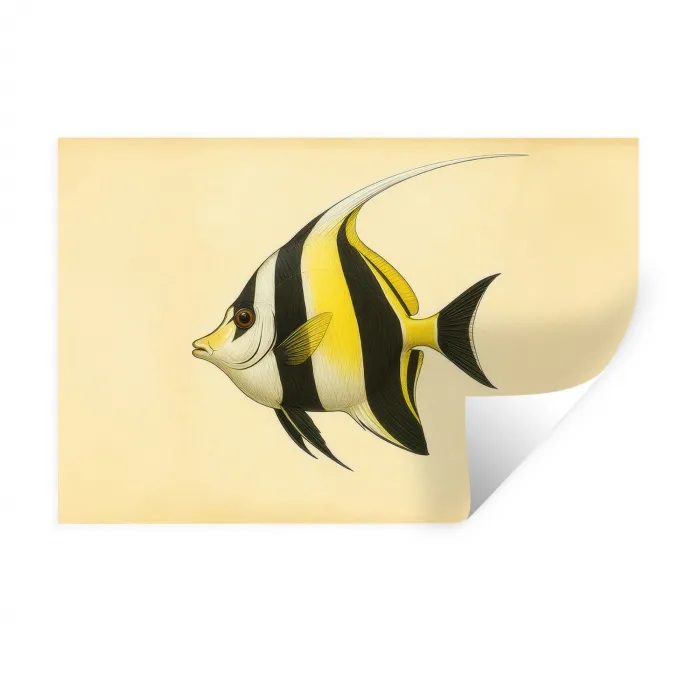 Vis - Sierlijk - Rugvin - Geel Muursticker klein -3d