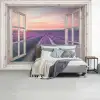 Doorkijk - Lavendel - Bloemen - Hout - Zonsondergang - Paars fotobehang vinyl groot -slaapkamer