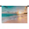 Zonsondergang - Strand - Zee - Zomer - Blauw Wandkleed katoen klein -zz3d
