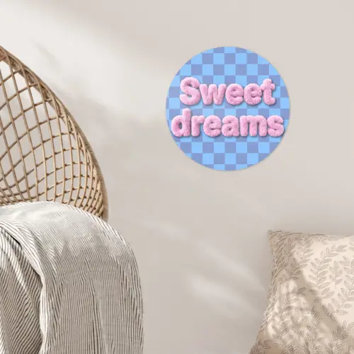 Sweet dreams - Vierkanten - Roze - Blauw Wandcirkel behangsticker klein -sfeer4