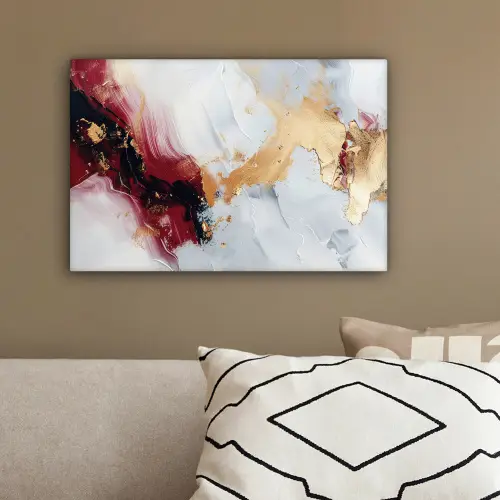 Rood - Abstract - Goud - Modern canvas 2cm klein -sfeer3