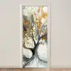 Boom - Modern - Abstract - Goud - Zwart - Wit deurposter klein -3d_beige