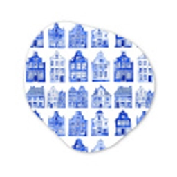 Patroon - Huizen - Blauw Wandcirkel Organisch Forex 3mm klein 629 -3d