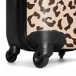 Dierenprints - Panterprint koffer in bruin en beige NBS - Handbagage koffer - Unisex middel -wiel