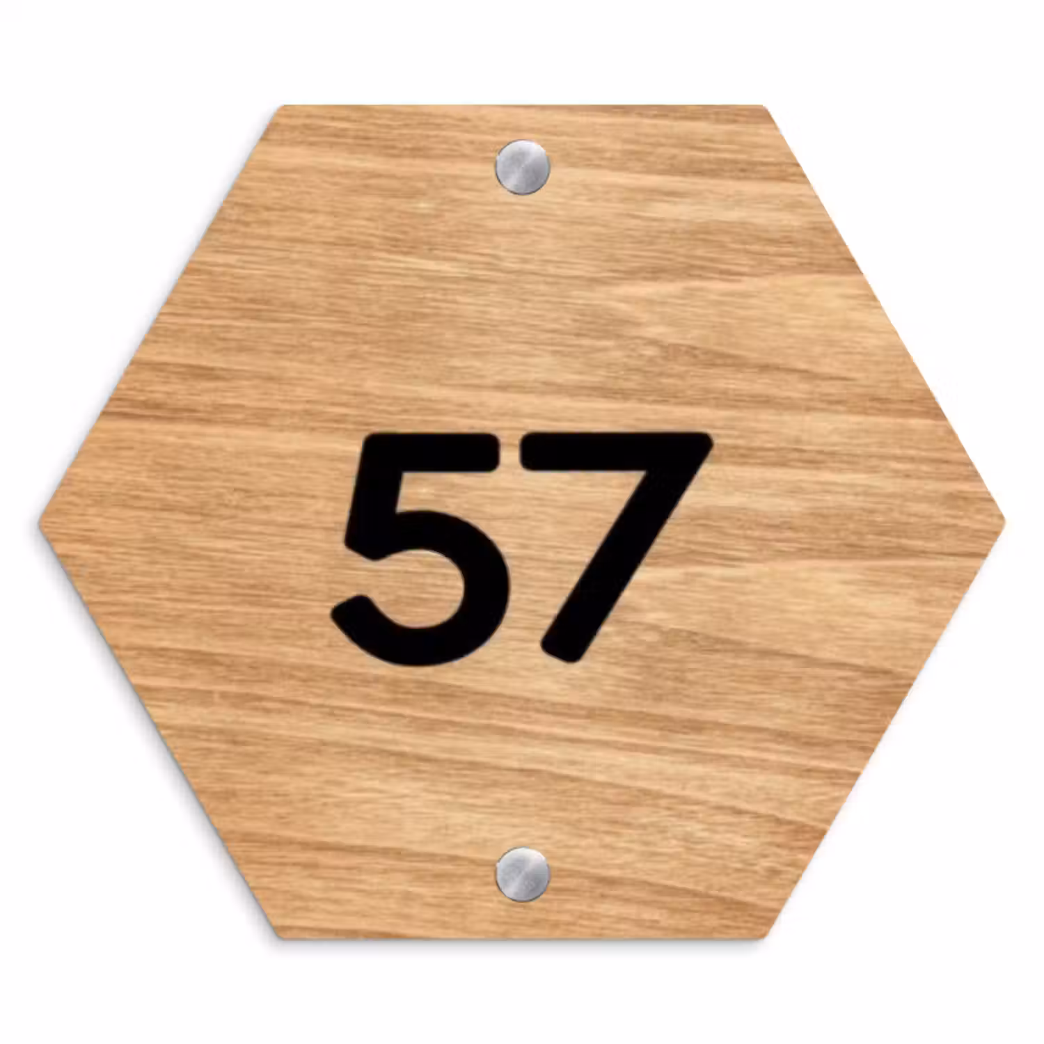 Naambordje voordeur - Hexagon - Licht hout - Traditioneel