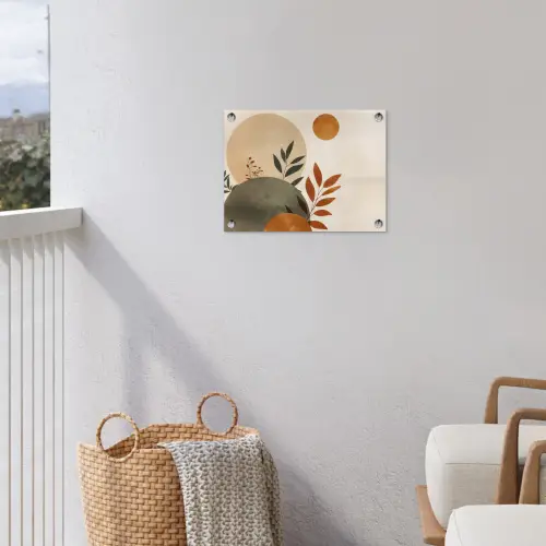 Vormen - Rond - Bladeren - Beige tuinposter los doek klein -sfeer8