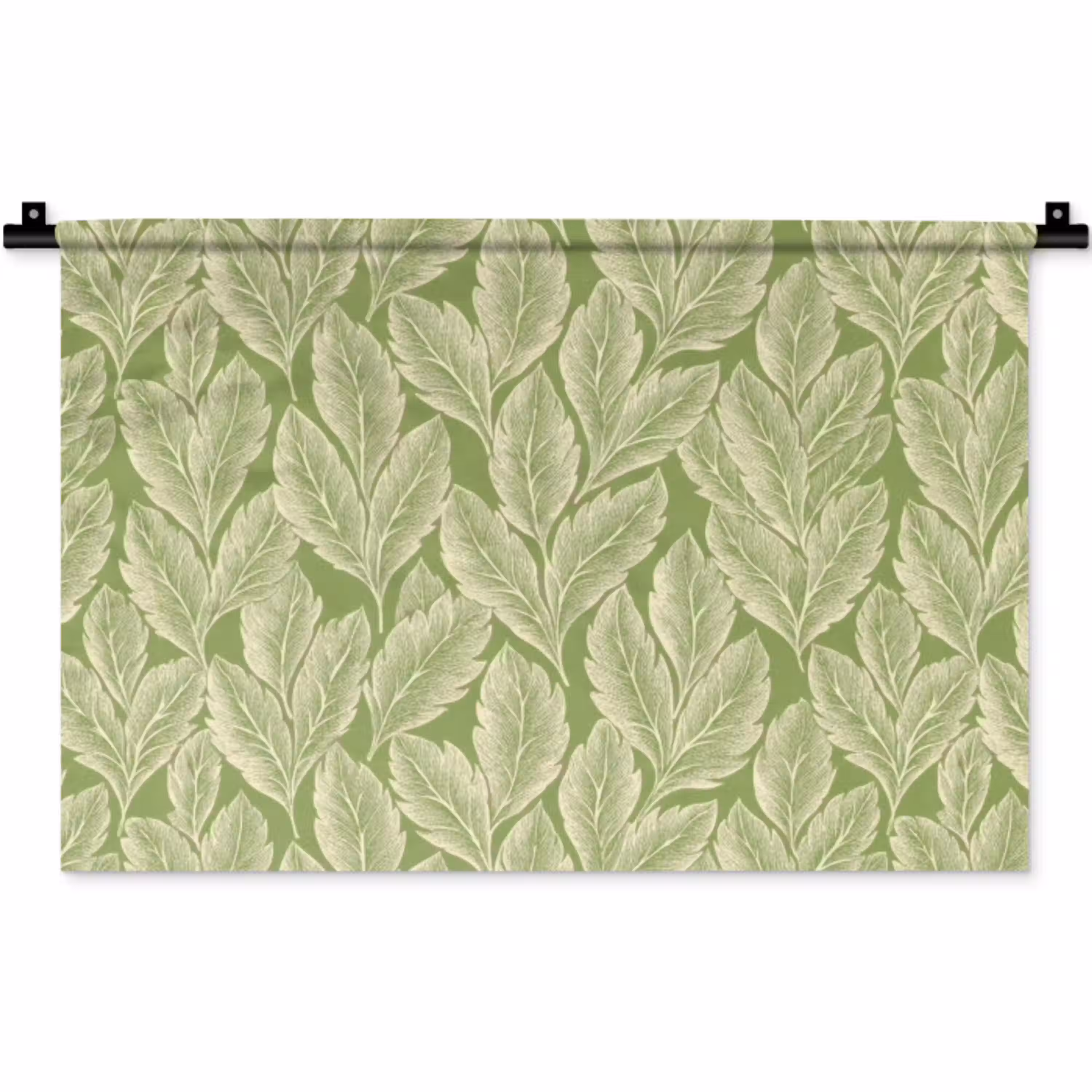Groen - Botanisch - Bladeren - Vintage - Patroon Wandkleed katoen klein 269 -zz3d