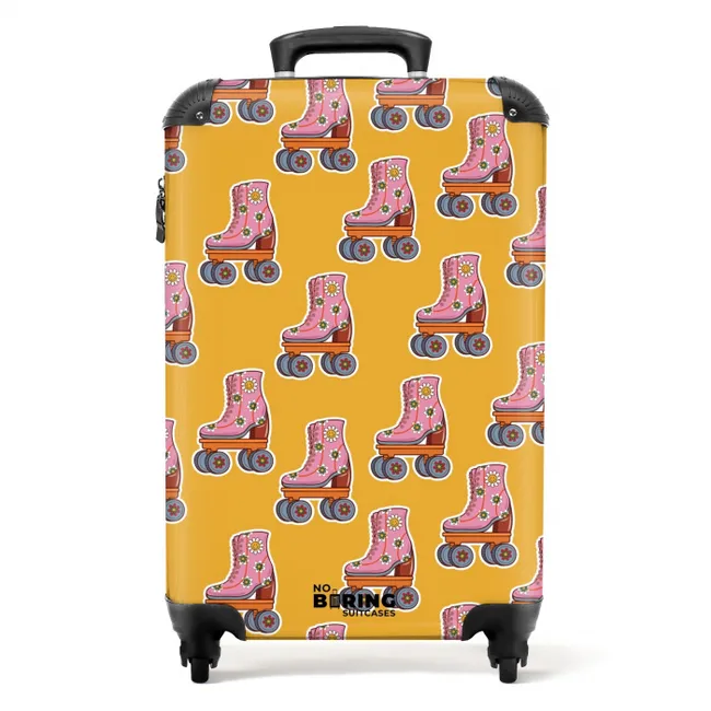 Retro disco rolschaatsen patroon kleurrijk NBS - Handbagage koffer - Volwassenen Unisex middel -productfoto_recht