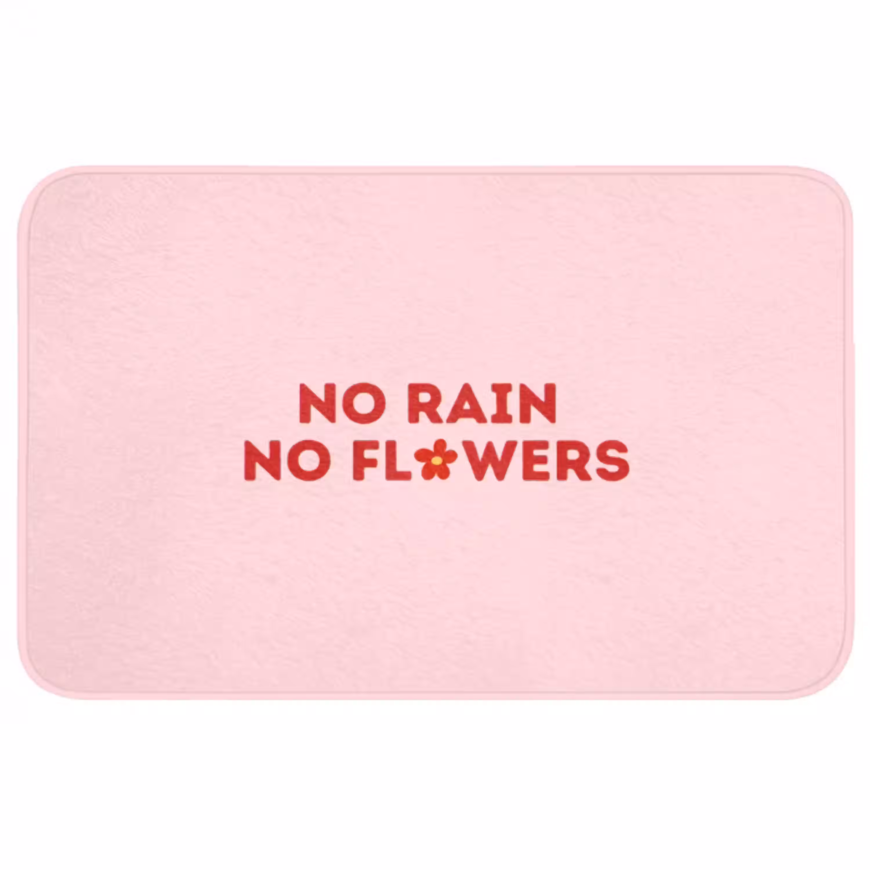 No rain no flowers - Minimalistisch - Roze - Bloem Badmat middel -3d