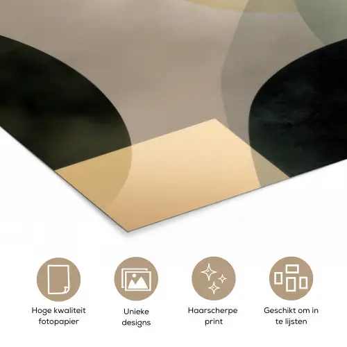 Vlakken - Abstract - Beige - Cirkels poster papier klein -closeup_NL